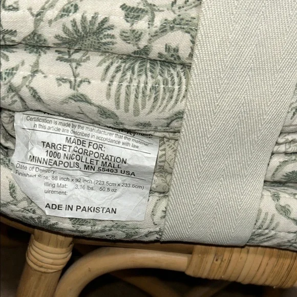 Studio McGee Decorated Border Cotton Slub Print Quilt , Light Teal Green - Picture 5 of 16